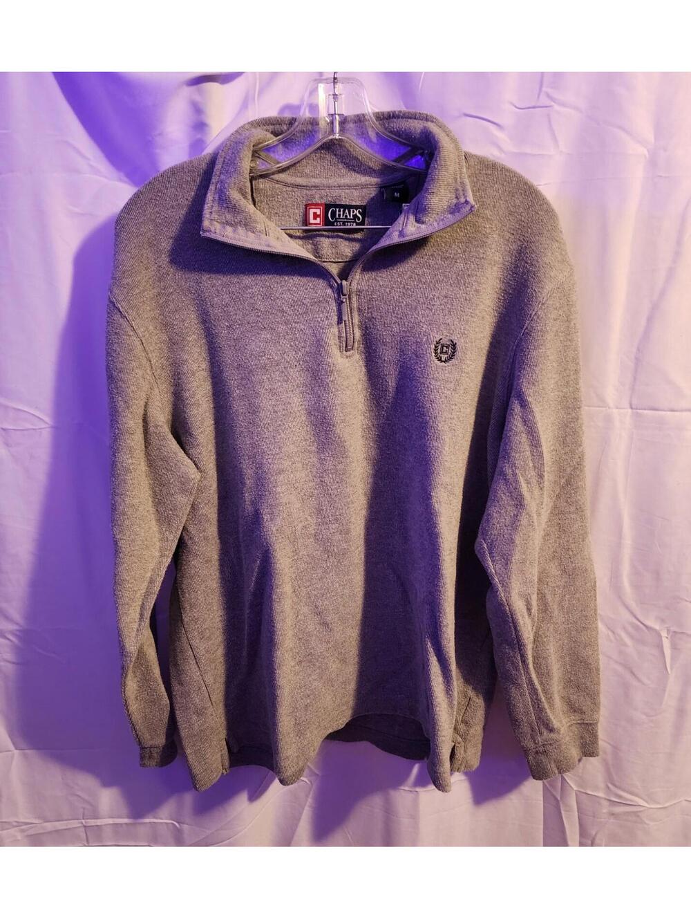 Chaps Grey Quarter Zip Sweater  Size Medoum. In Excellent Used Condition